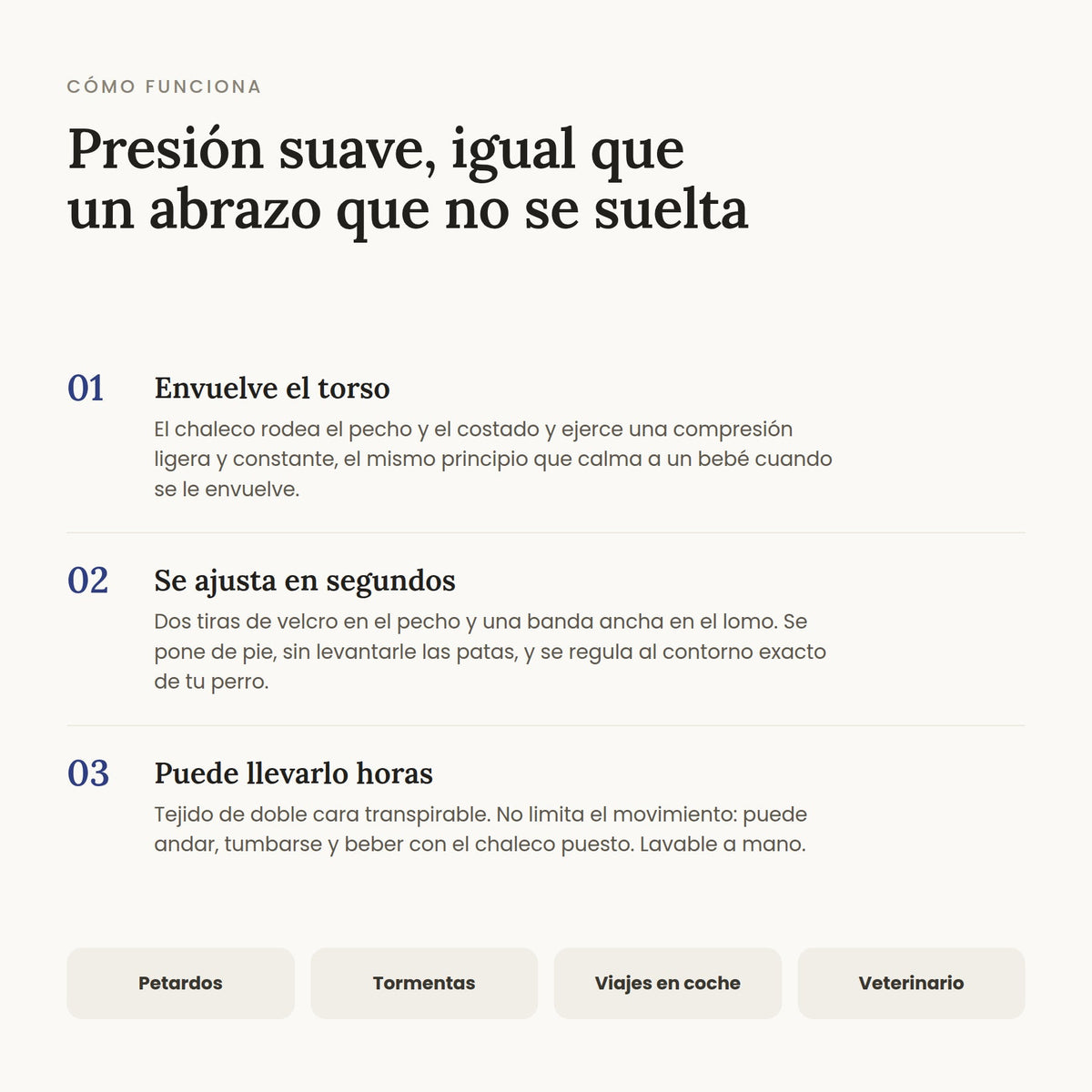 Cómo funciona la compresión suave del chaleco antiestrés SORA