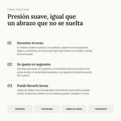 Cómo funciona la compresión suave del chaleco antiestrés SORA