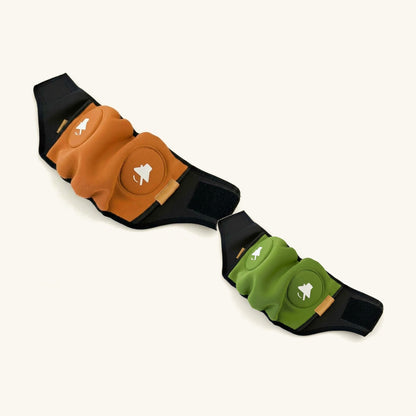 Pack Dúo SORA: un protector auditivo naranja y otro verde oliva